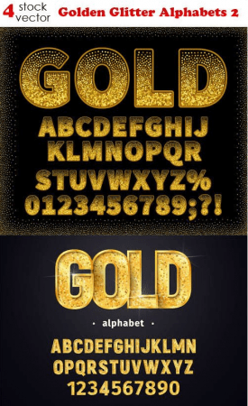 Vectors   Golden Glitter Alphabets 2