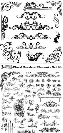 Vectors   Floral Borders Elements Set 80