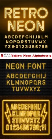 Vectors - Yellow Neon Alphabets 5