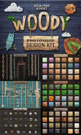 CreativeMarket - WOODY Photoshop Design Kit