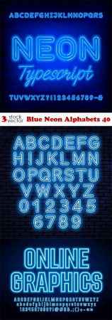 Vectors - Blue Neon Alphabets 40