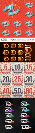 Vectors - Stylish Anniversary Labels 26