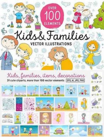 CreativeMarket - Kids and Families vector art