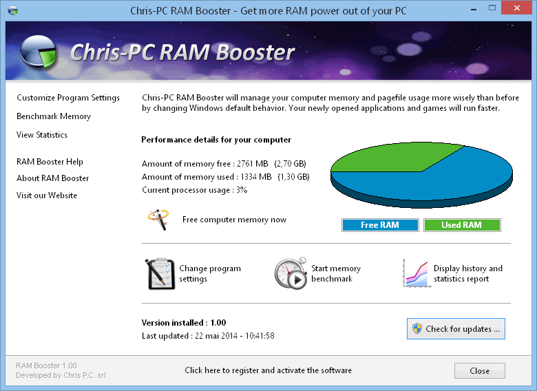 Chris-PC RAM Booster 7.06.14 instaling