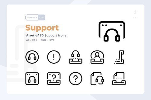 Smoothline - 50 Support icon set