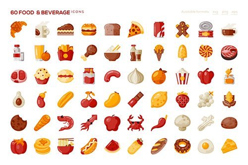 60 Food &amp; Beverage Icons
