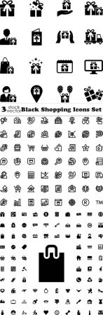 Vectors - Black Shopping Icons Set