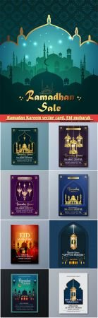 Ramadan Kareem vector card, Eid mubarak calligraphy design templates
