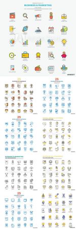 Modern flat line color icons vector illustration