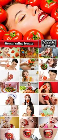 Woman eating tomato slimming vegetable 25 HQ Jpeg