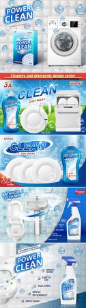 Cleaners and detergents design vector template