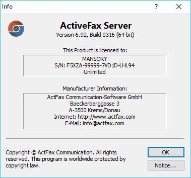 ActiveFax Server 6.92 Build 0316