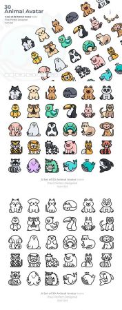 30 Animal Avatar Vector Icons