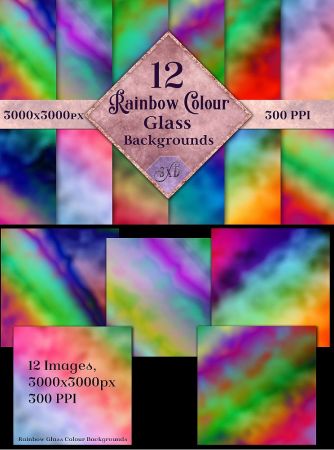 Rainbow Colour Glass Backgrounds   12 Image Textures Set   275084