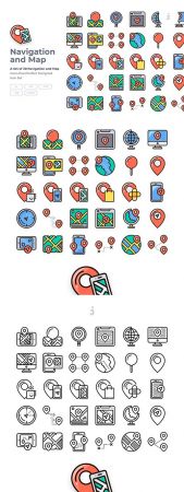 30 Navigation Icon Vector set - Detailed Round line