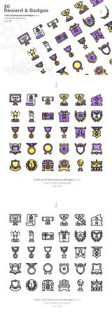 30 Reward &amp; Badges Vector Icons