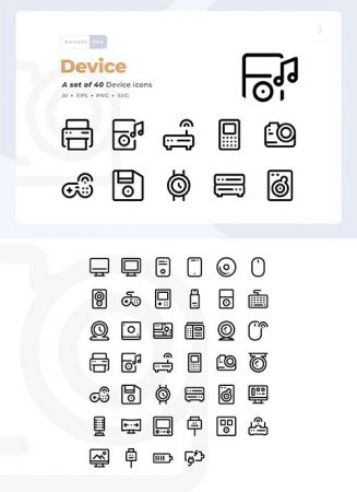40 Technology and Device Vector Icon Set
