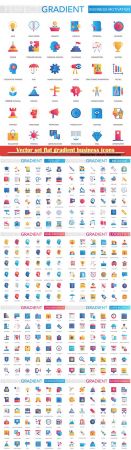 Vector set flat gradient business icons