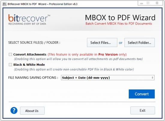 BitRecover MBOX to PDF Wizard Professional Edition 8.3