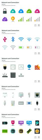 Network and Connection Flat Colored Icons