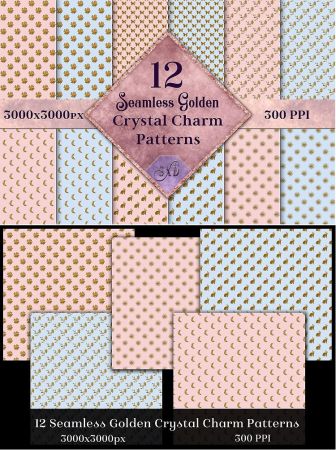 Seamless Golden Crystal Charm Patterns   12 Images   290848