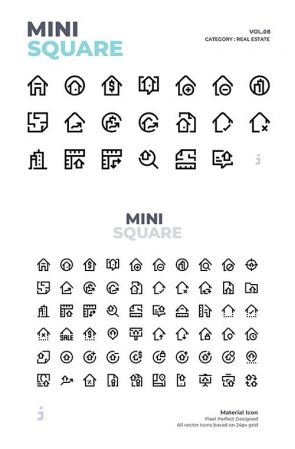 Mini square - 60 Real Estate Vector Icons