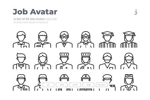 30 Job Avatar Icons - Outliner