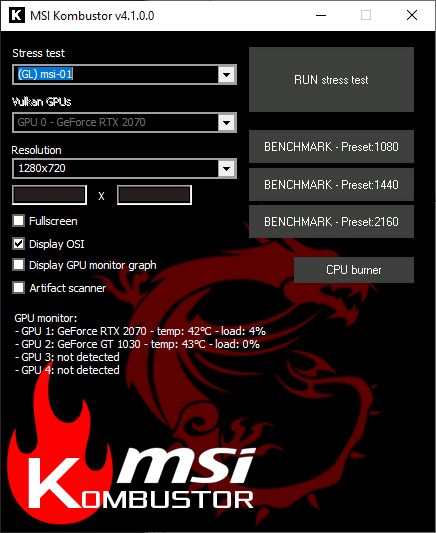MSI Kombustor 4.1.27 download the last version for windows