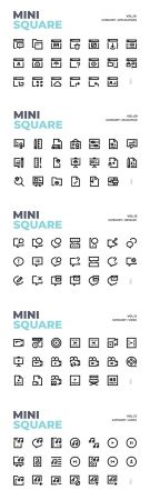 Mini square - 300 Education, Applications, Video, Audio and Message Icons Vector Pack