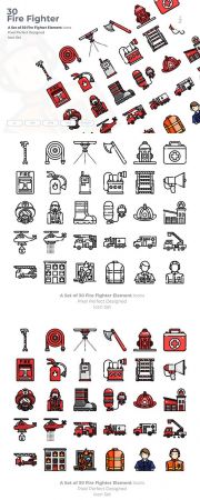 30 Fire Fighter Vector Icons