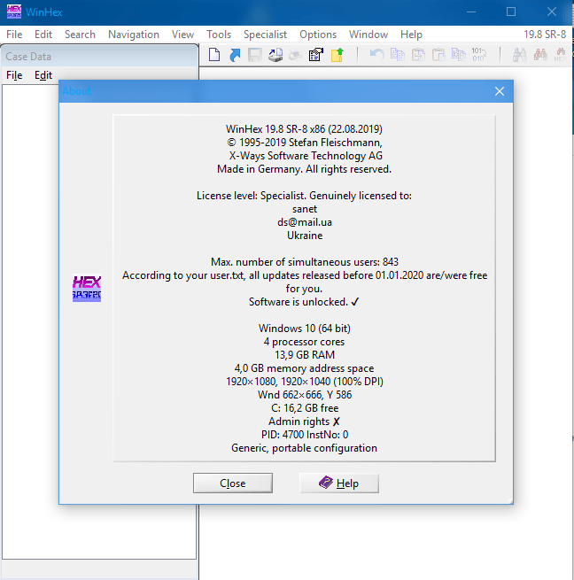 WinHex 20.8 SR1 for windows download free