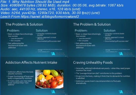 Nutrition For Addiction Recovery |Diminish Withdrawal/Urges