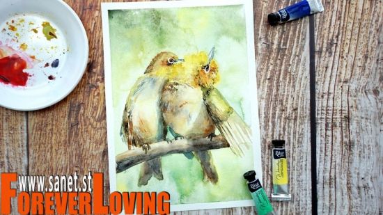 Paint Birds in Watercolor: step by step tutorial