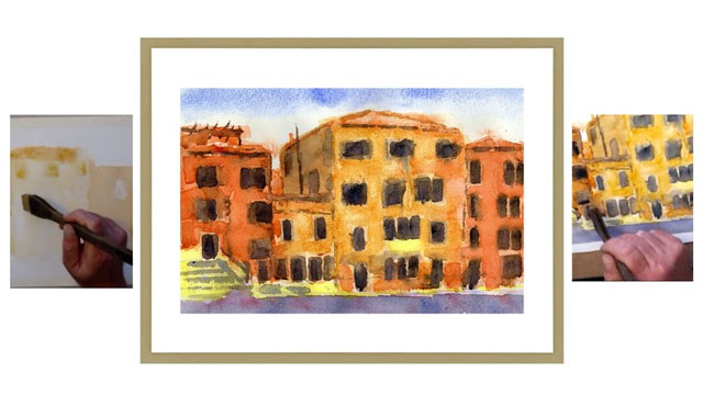 Relax painting watercolor FREE style with a HAKE brush #1