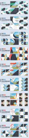 DesignOptimal Desk Calendar 2020 template 12 months and 13 template with