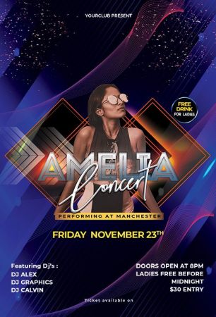 DesignOptimal Amelia Concert Premium flyer psd template
