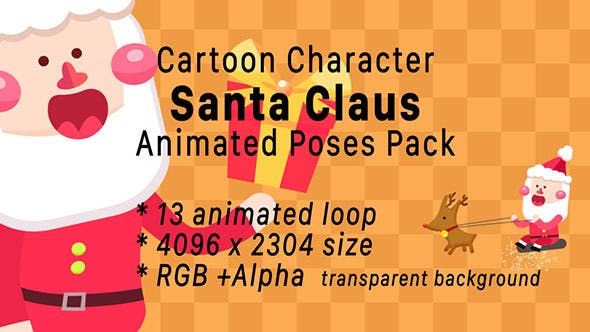 DesignOptimal Cartoon Santa Claus Character Poses Animation Pack 13388436