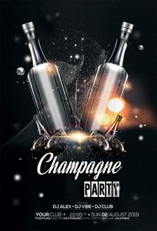 DesignOptimal Champagne Party Black Gold PSD Flyer