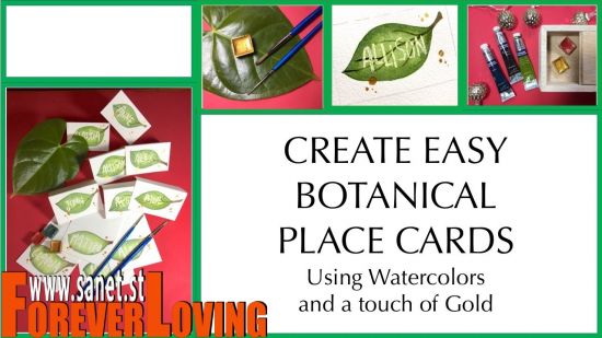 Create Easy Botanical Place Cards, with Watercolor and Gold Shimmer