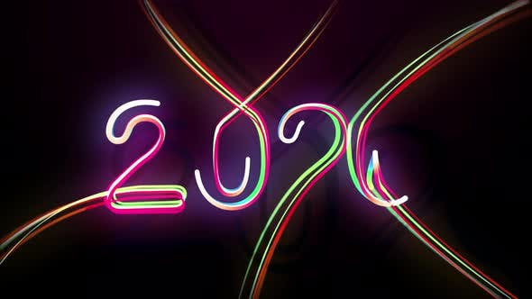 DesignOptimal 2020 Multicolored Neon Numerals Happy New Year 25319342