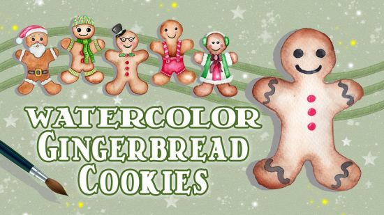 Watercolor Gingerbread Cookies: Man, Woman, and Child