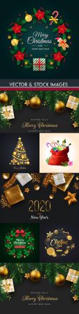 DesignOptimal Merry Christmas and New Year background decorative 25