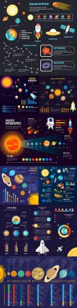 DesignOptimal Universe of infographics with planets and spaceships 2