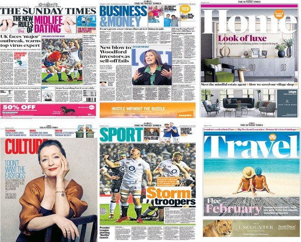 Pack The Sunday Times - Sunday, February 9, 2020 (True PDF)