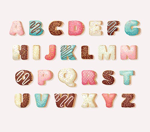 DesignOptimal English Sweet Donut Alphabet