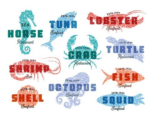 Sea Creatures Logo Illustration
