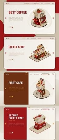 DesignOptimal Coffee Shop Building Landing Page Set