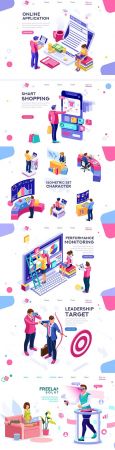 Internet products and isometric desktop concept