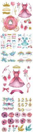 Princess watercolor 's set of cute little accessories