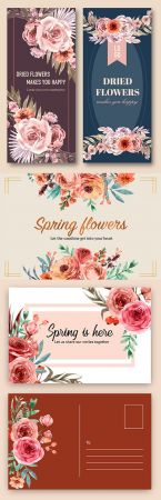 Flowers flyer and postcard envelope watercolor design